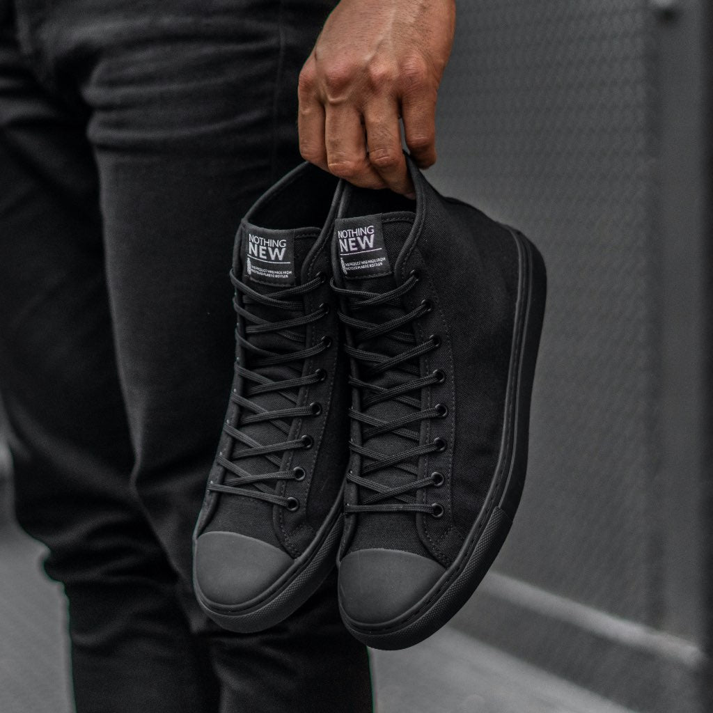 Men's Jet Black Canvas High Top Sneaker - Nothing New®