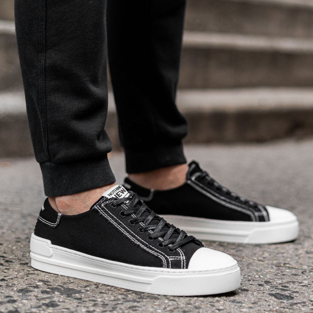 Men's Refresh Low Top Sneaker in Black x White - Nothing New®