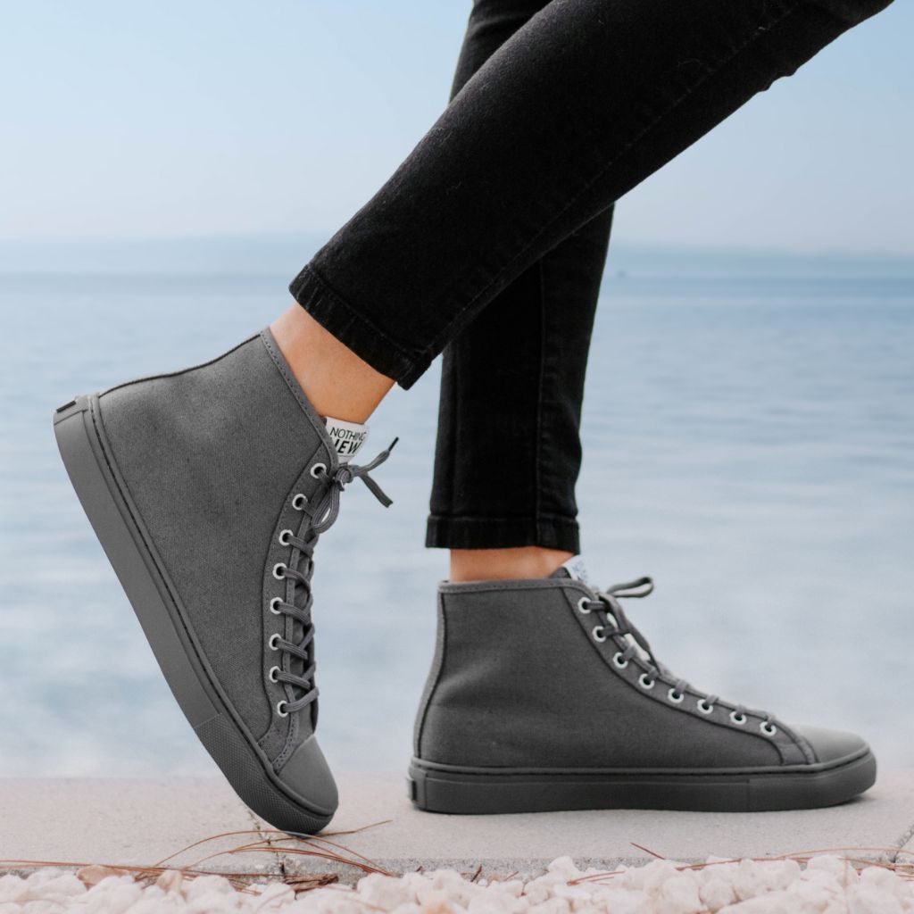 Women's High Top Designer Sneaker in Grey Canvas Nothing New®