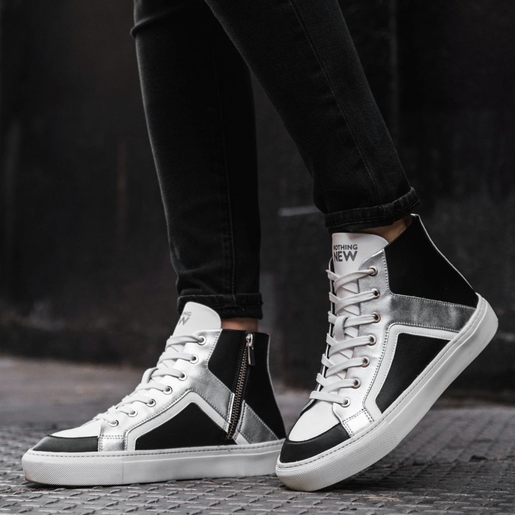 Women's Hollywood Leather High Top in Black x Silver Nothing New®