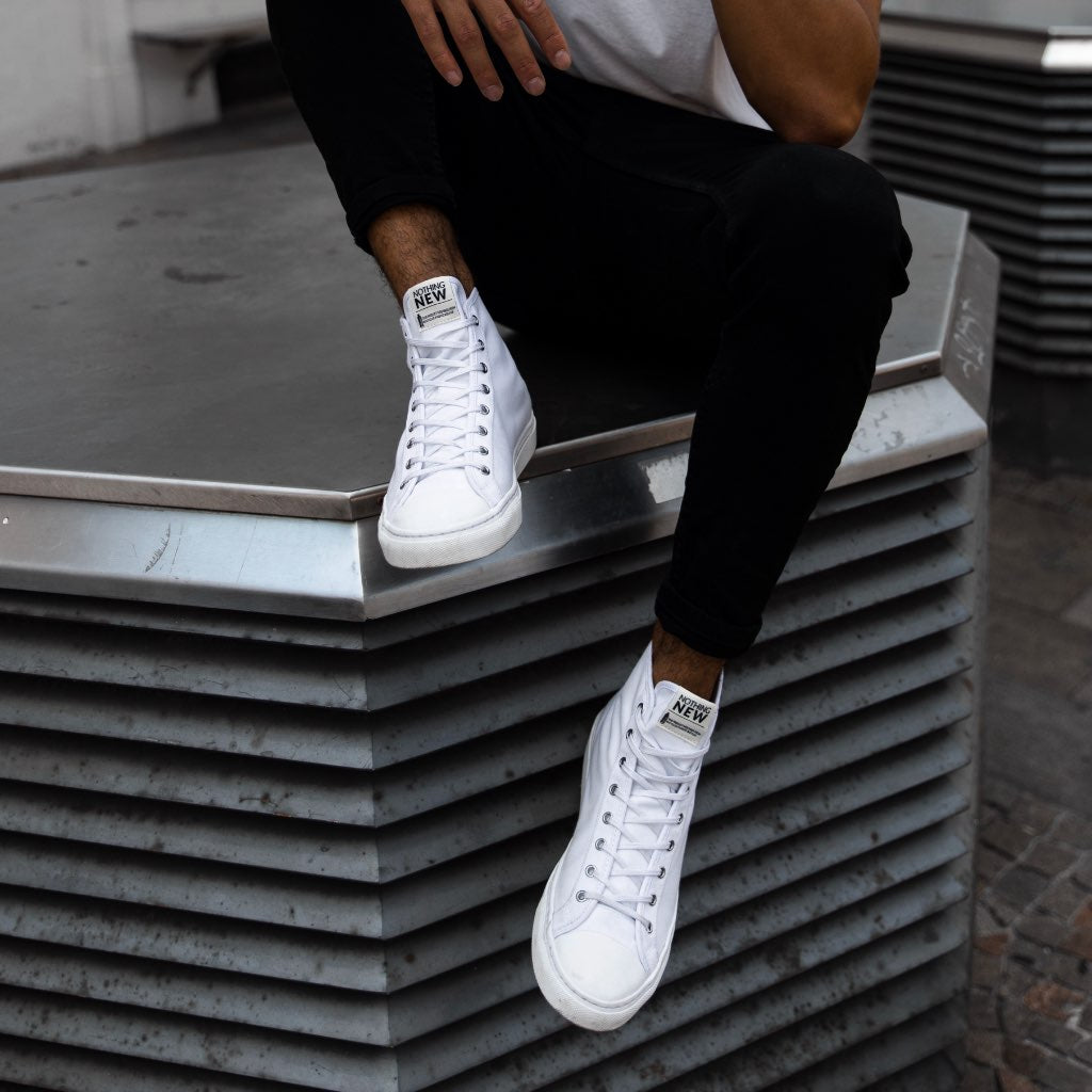 Men's Black Canvas High Top Designer Sneaker - Nothing New®