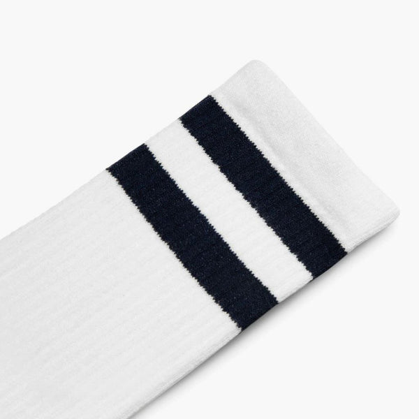 Women's Eco-Friendly Crew Socks | White + Navy
