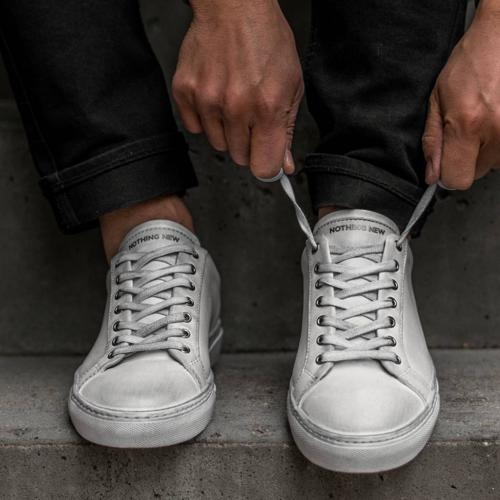 Men's Deluxe Leather Sneaker In Distressed Grey - Nothing New®
