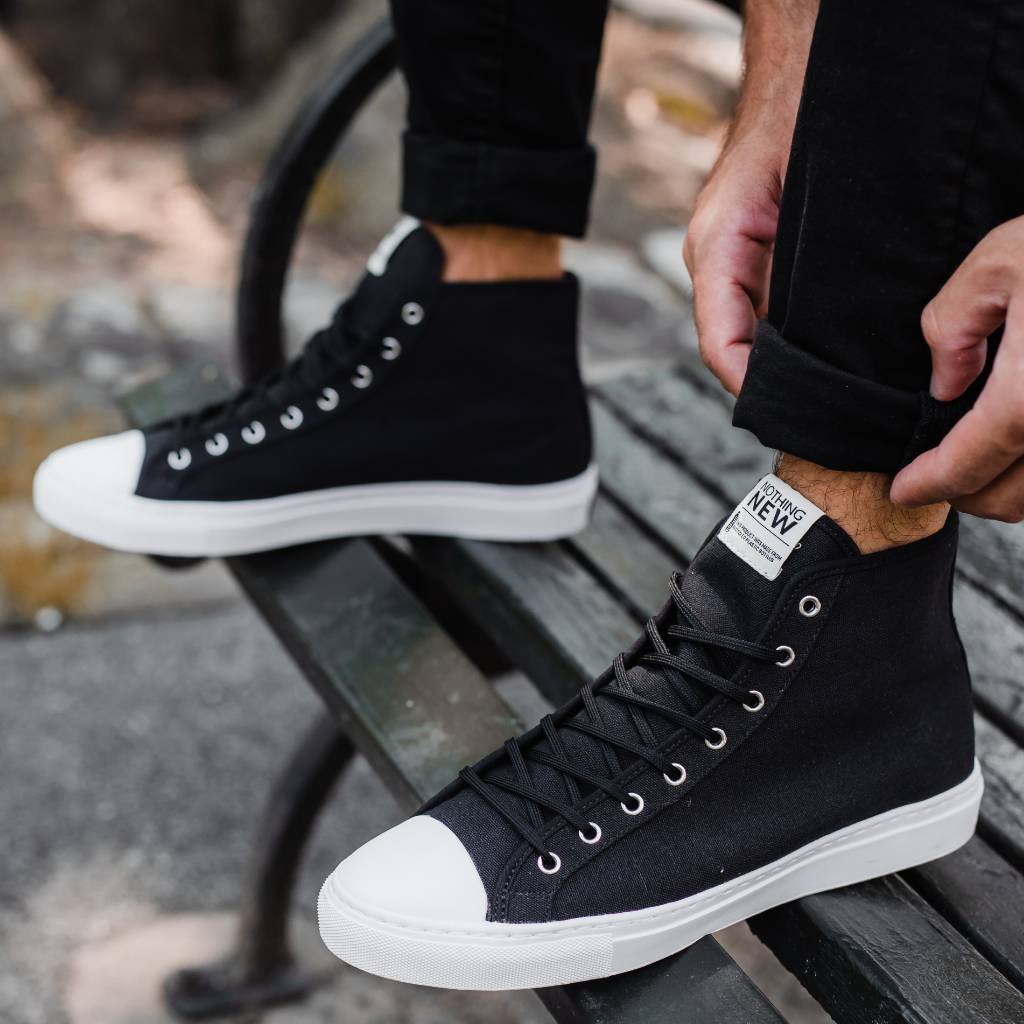 Marquee tendens Lederen Men's Black Canvas High Top Designer Sneaker - Nothing New®