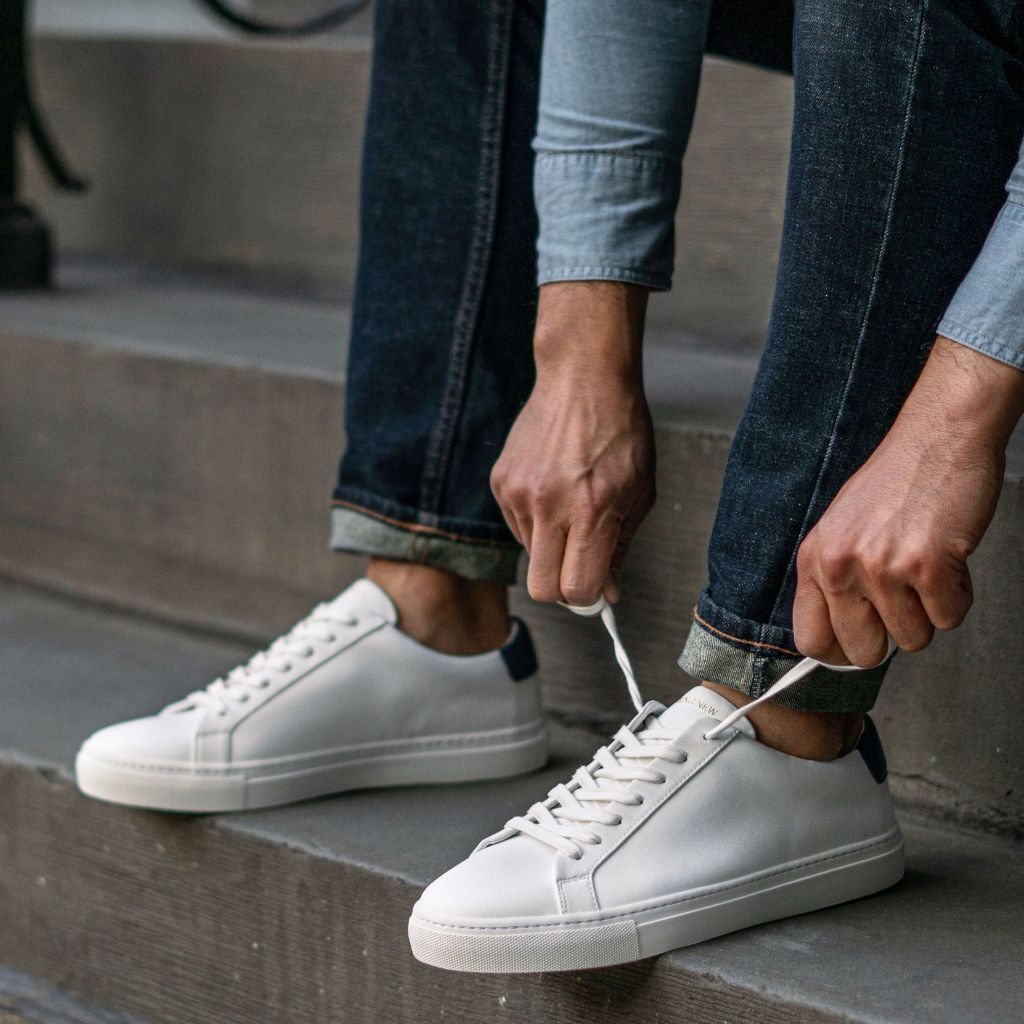 Men's Unoriginal Leather Sneaker In White x Navy - Nothing New®