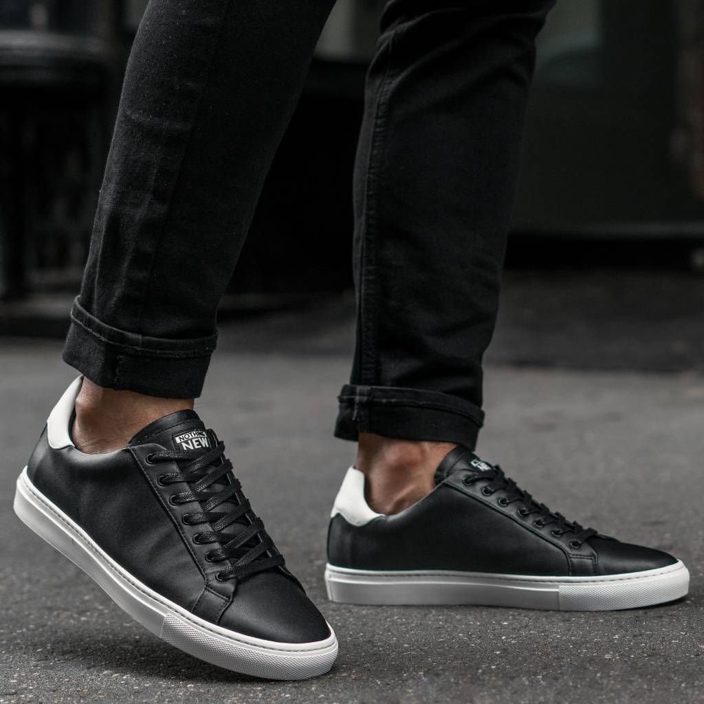 Men's Deluxe Leather Sneaker In Black x White - Nothing New®