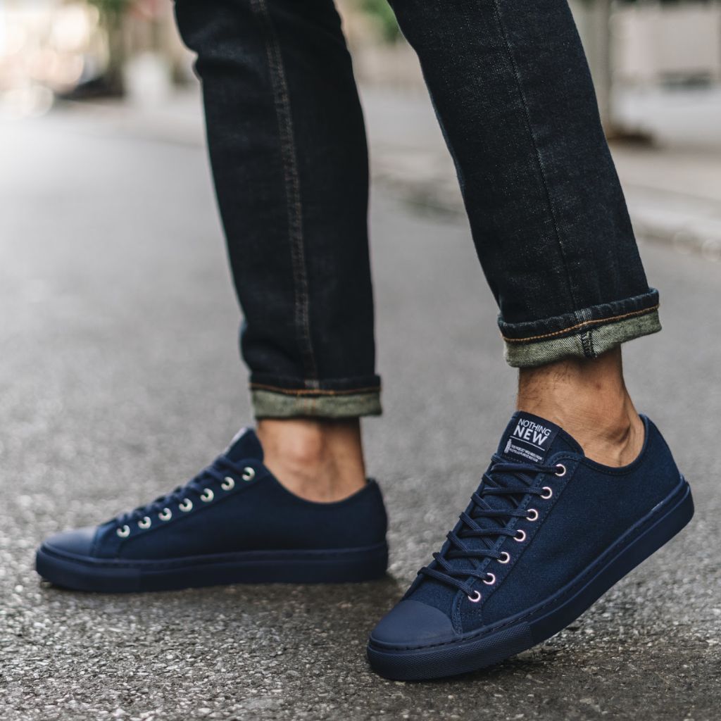 Men's Navy Canvas Low Top Designer Sneaker - Nothing New®