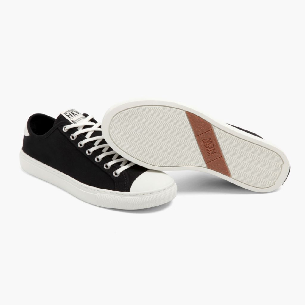 Women's Black + Off-White Canvas Low Top Sneaker - Nothing New®
