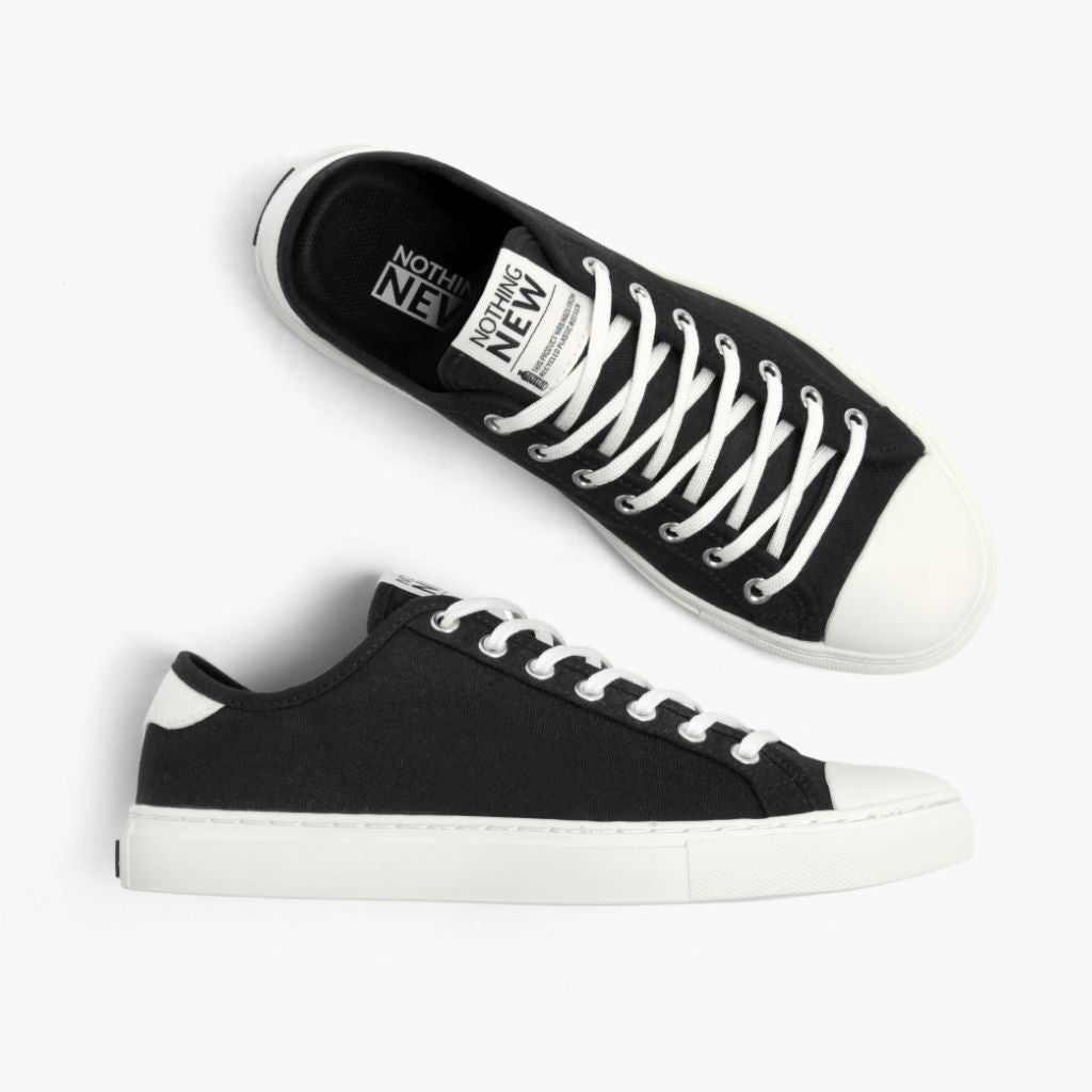 Women's Black + Off-White Canvas Low Top Sneaker - Nothing New®