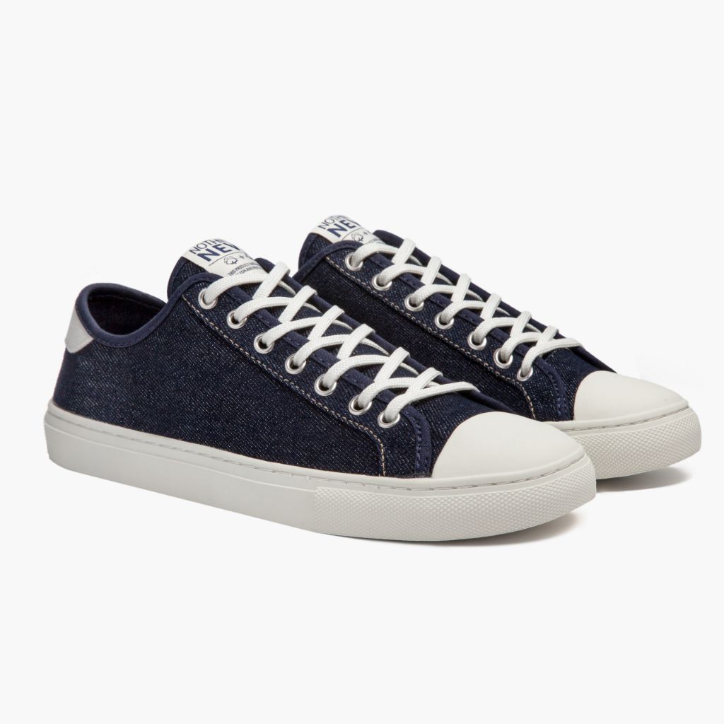 Women's Indigo + Off-White Canvas Low Top Sneaker - Nothing New®