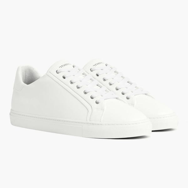 Nothing New Men's White Deluxe Low Top Recycled Leather Sneaker, 10
