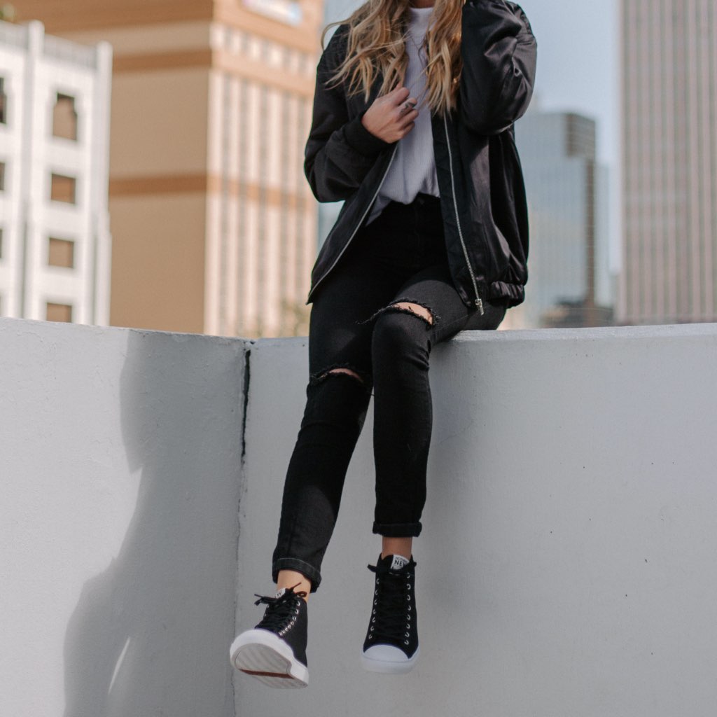 Women's High Designer Sneaker in Black - Nothing New®
