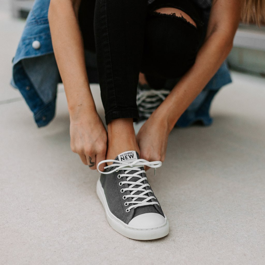 Women's Grey + Off-White Canvas Low Top Sneaker - Nothing New®