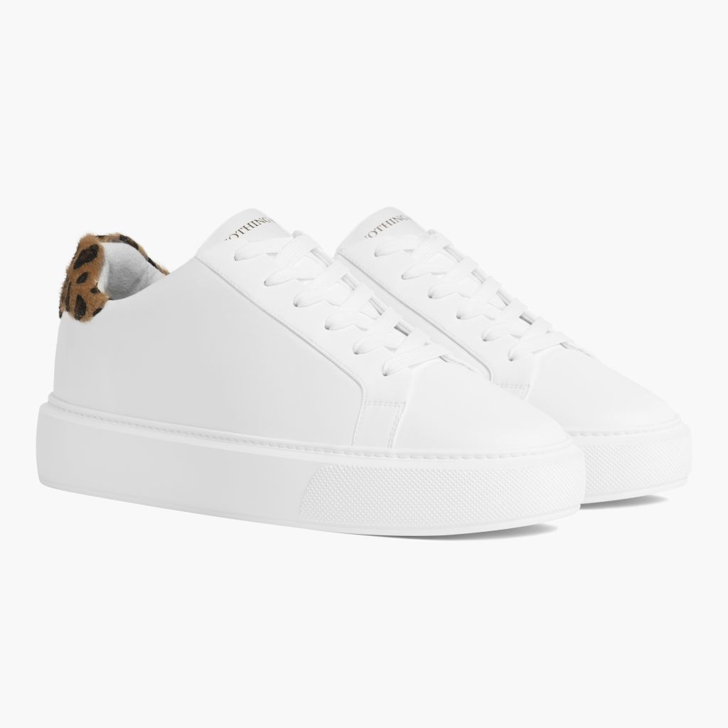新品LP 激レア アングラ　PEOPLE WITHOUT SHOES Women's Grand Leather Sneaker In White x Leopard - Nothing New®