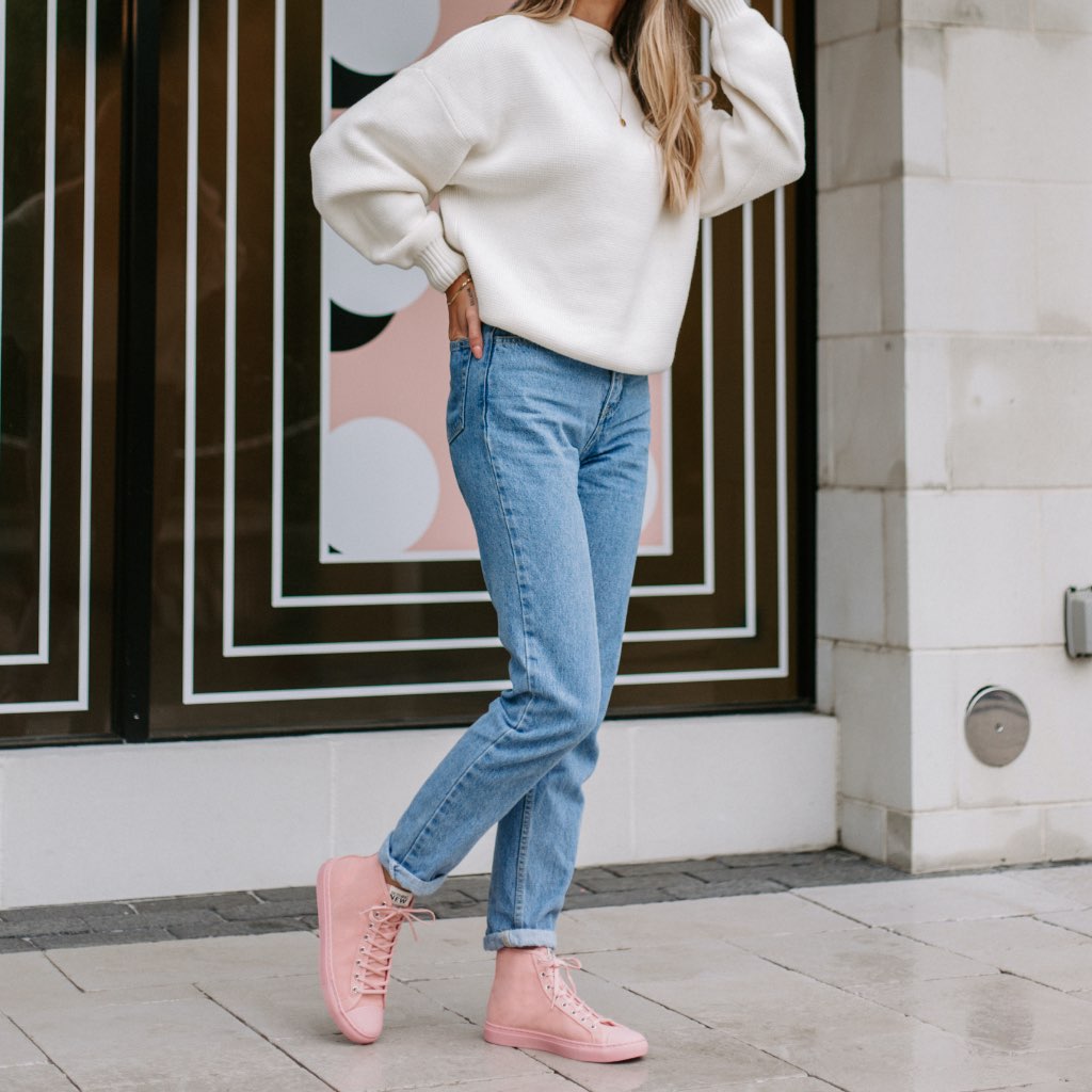 Pink Marble Women's High Top Shoes