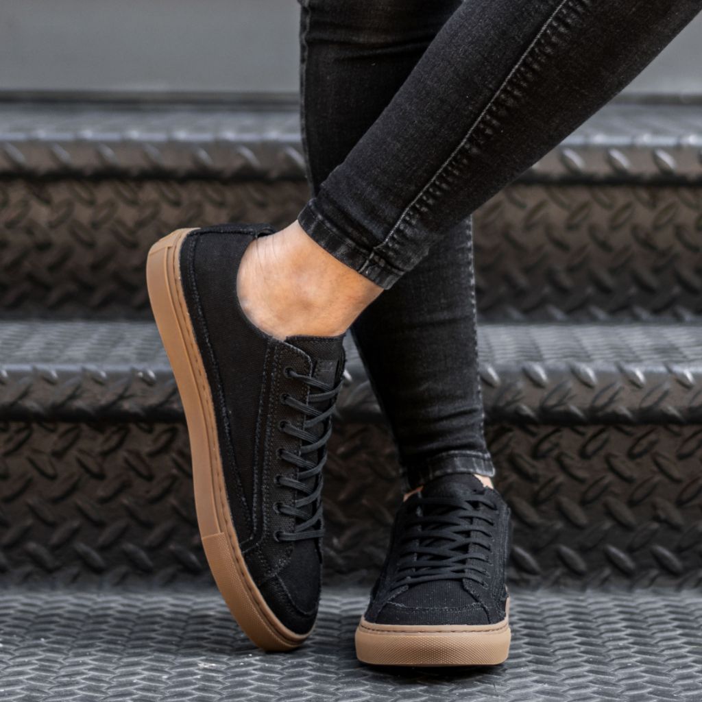 Women S Black Sneakers Sale 2026.Women's Kicks Canvas Sneaker in Black Gum Sole - Nothing New®