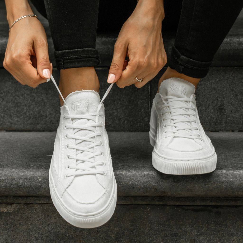Women's Low Top Sneaker in White Canvas - Nothing New®